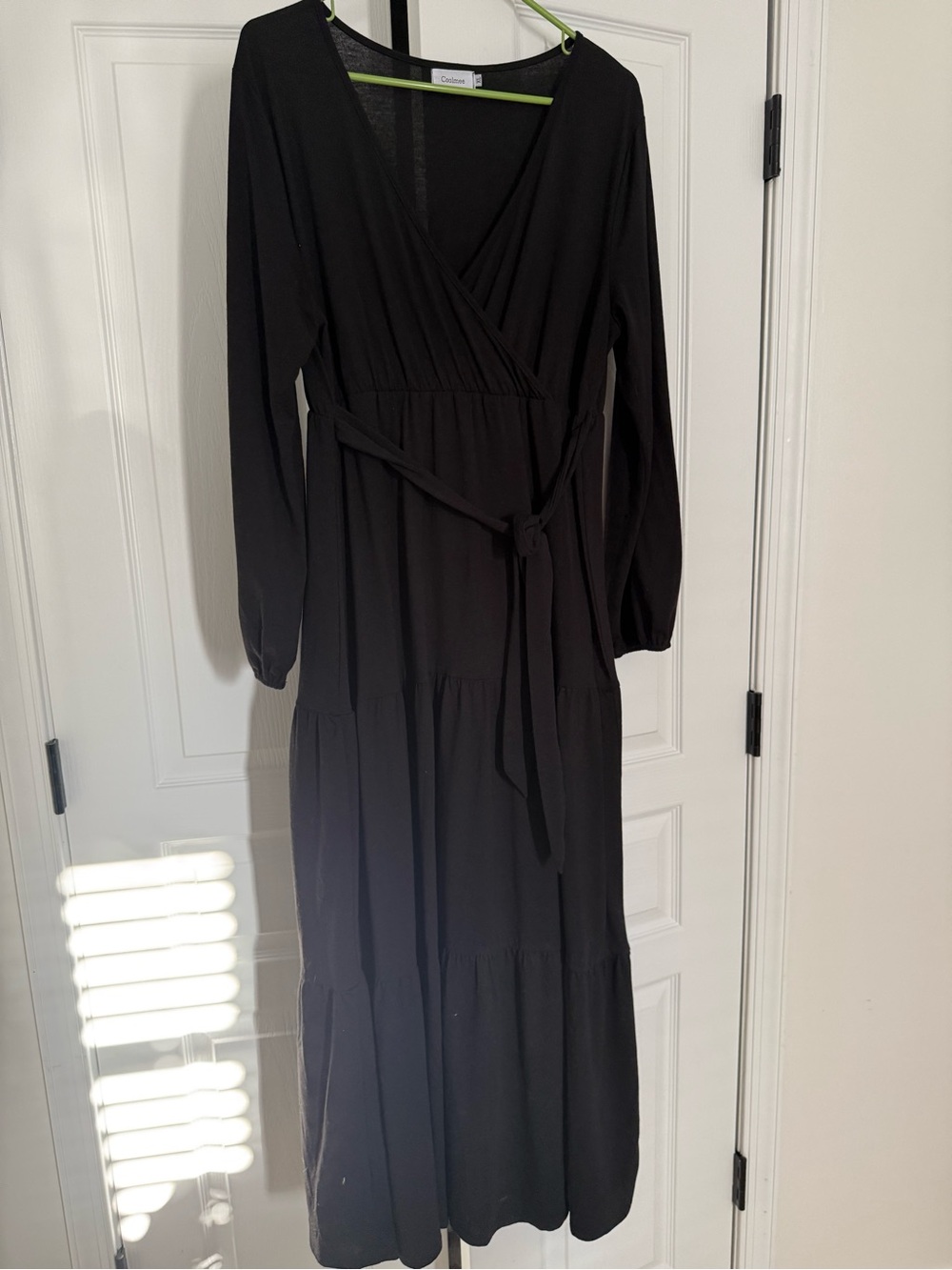 Black Long Sleeve 3/4 Dress with Waist Tie